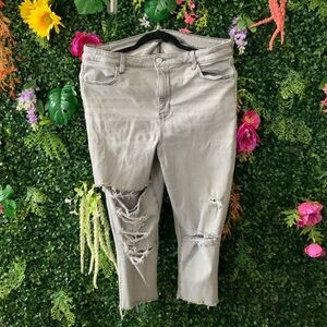 American Eagle Outfitters Gray Distressed Skinny Jeans